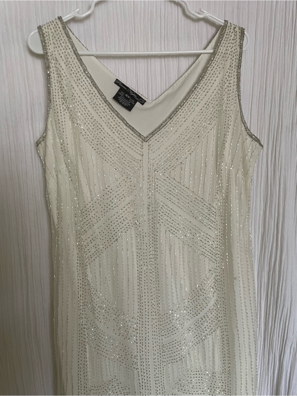 Pisarro Nights Ivory Beaded Mini Dress